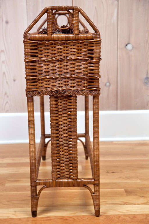 American Antique Reed Wicker Flower Stand