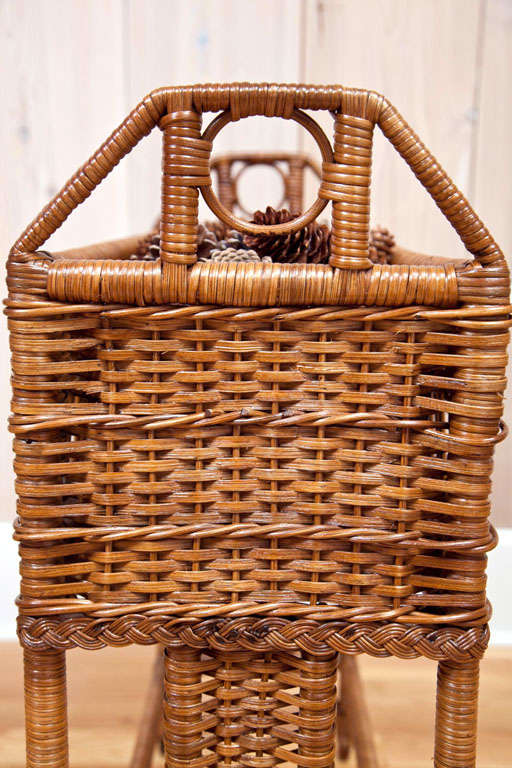 20th Century Antique Reed Wicker Flower Stand