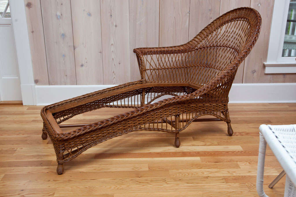 Paine Furniture Co Wicker Chaise At 1stdibs