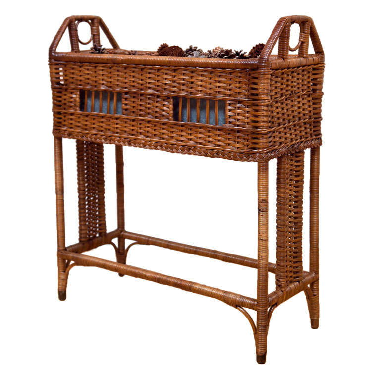 Antique Reed Wicker Flower Stand at 1stDibs flower wicker shelf