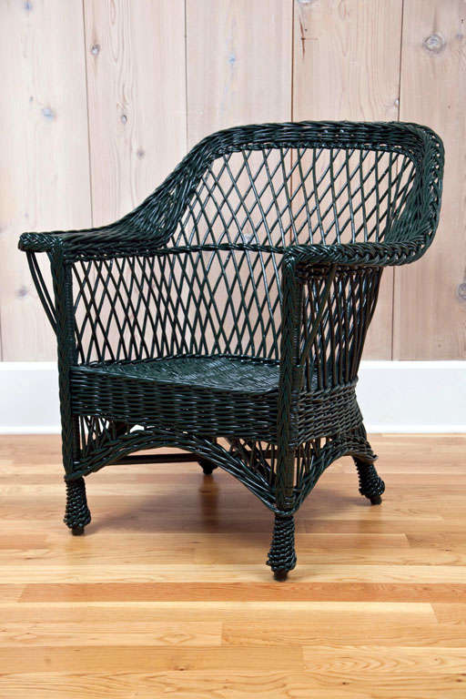 Antique Bar Harbor Wicker Chairs at 1stDibs dark green wicker outdoor