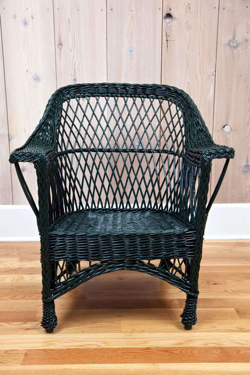 Antique Bar Harbor Wicker Chairs at 1stDibs dark green wicker outdoor