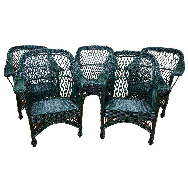 Antique Bar Harbor Wicker Chairs at 1stDibs dark green wicker outdoor