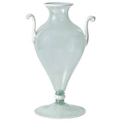 Beautiful Double Handled Pale Blue Murano Vase 4