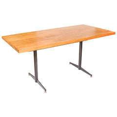 Eames Style Dining Table Made of Solid Oak and Black Steel