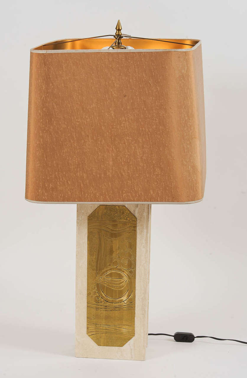 Belgian Marble Table Lamp by Georges Mathias