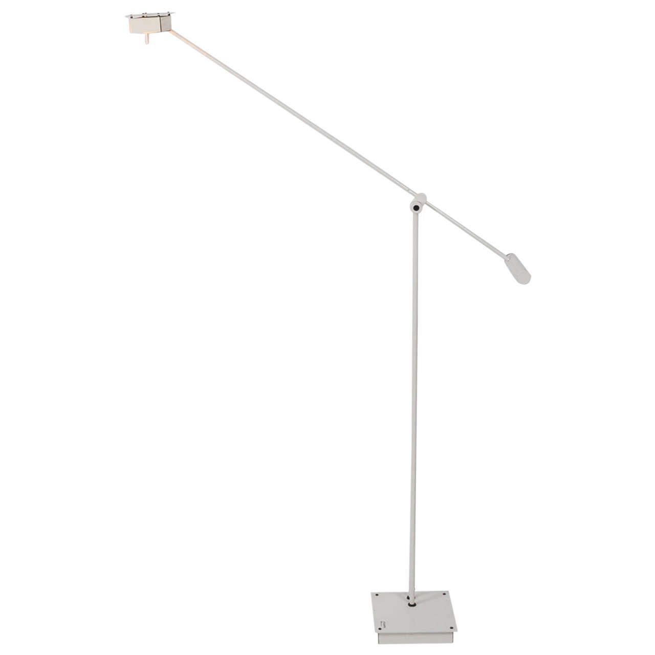 Mid-Century White Steel Adjustable Floor Lamp Samurai Made by Italian Stilnovo For Sale