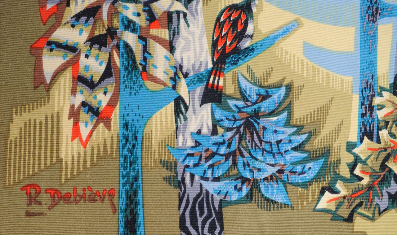 Mid-Century Modern La Forêt, tapisserie des années 1950 de Robert The Debiève