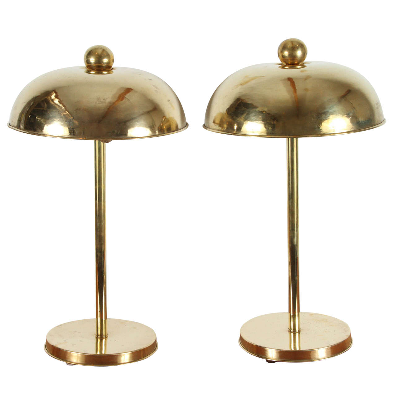 Pair Modernist brass lamps