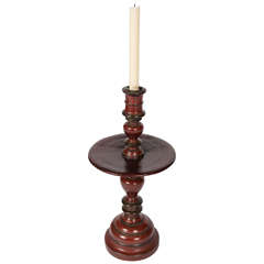 Late 18th Century Turned and Painted Wooden Candlestick