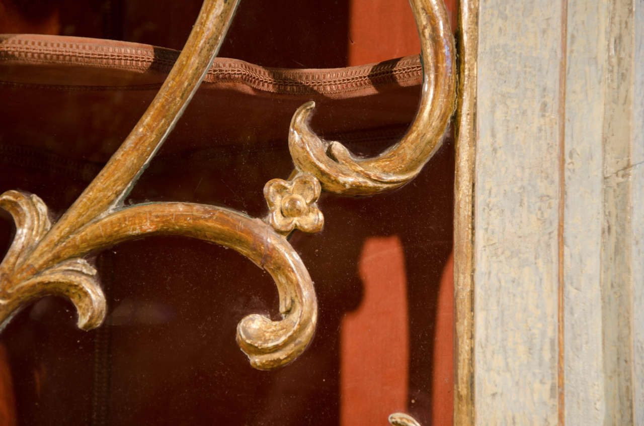 Glass 18th Century Italian Painted and Giltwood Corner Cupboard