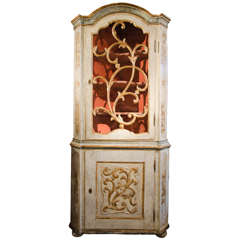 18th Century Italian Painted and Giltwood Corner Cupboard