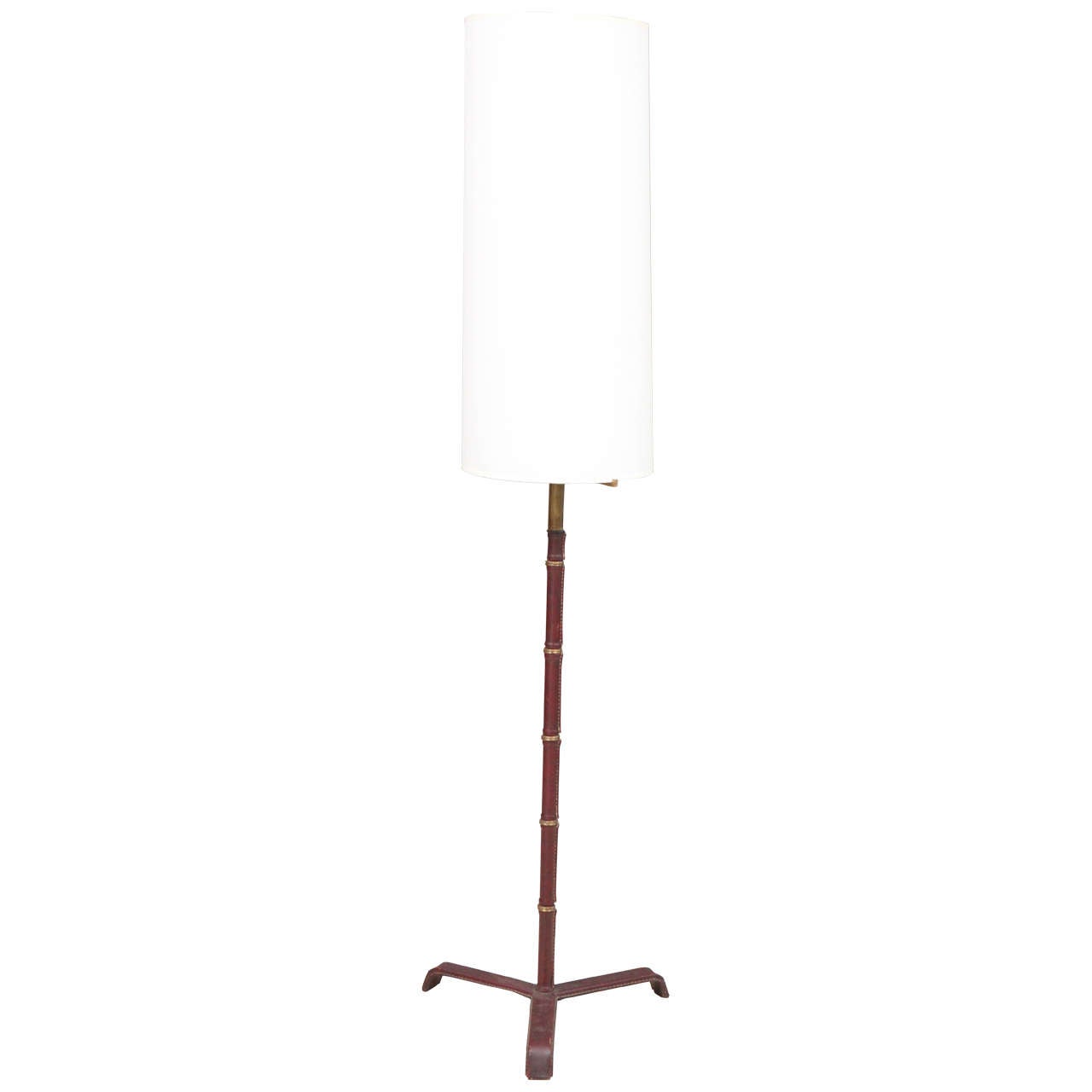 Leather Clad Floor Lamp by Jacques Adnet