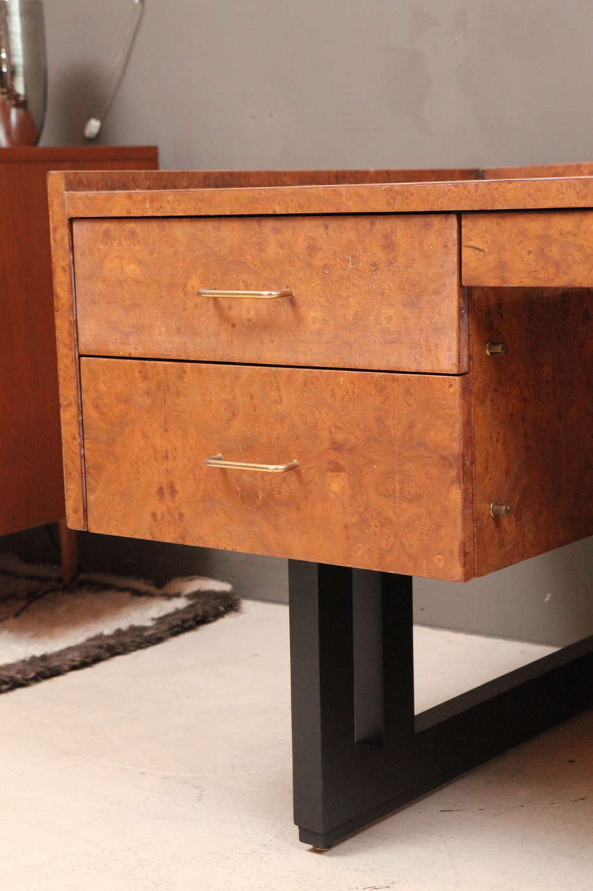 Mid-Century Modern Custom Italian Maple Burl Desk