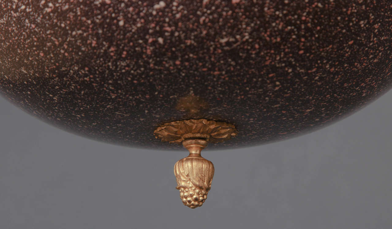 Faux Porphyry and Ormolu Pendant In Excellent Condition For Sale In New York, NY