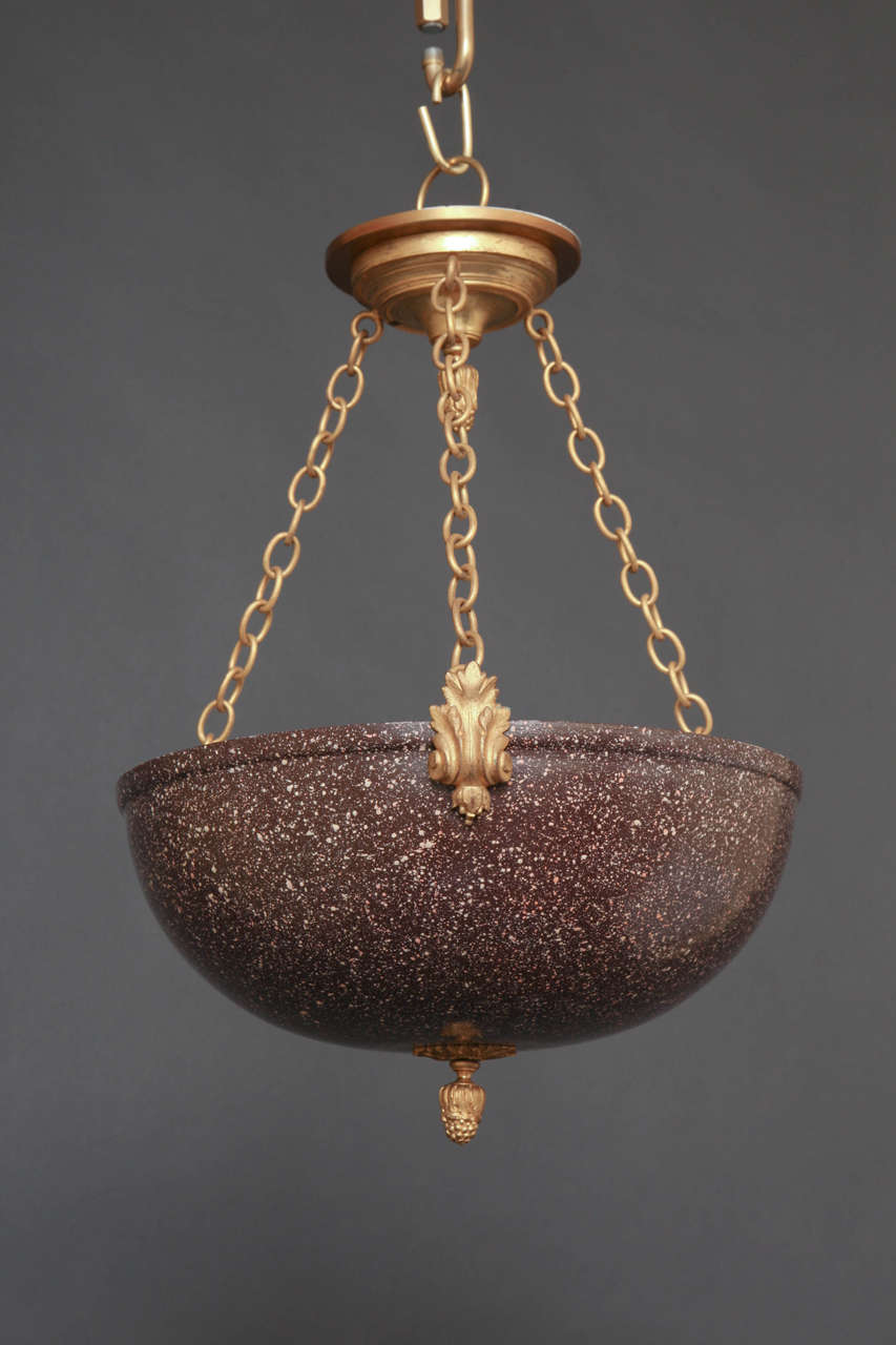 19th Century Faux Porphyry and Ormolu Pendant For Sale