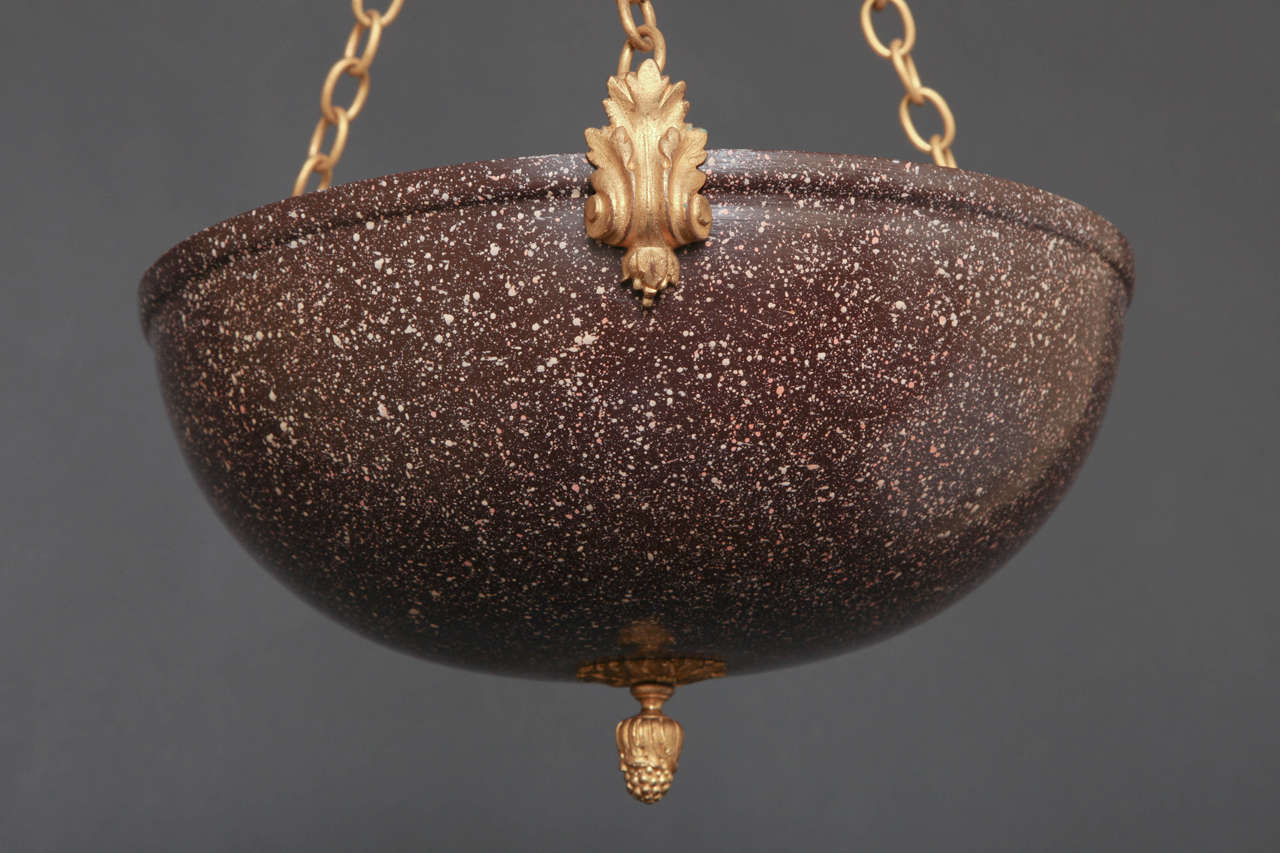 Faux Porphyry and Ormolu Pendant For Sale 1
