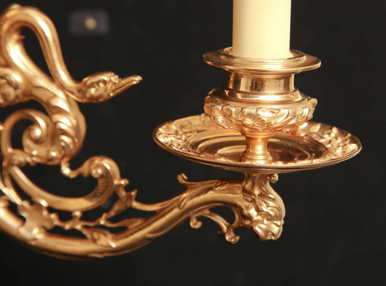 Pair of Napoleon III Swing Arm Sconces with Swan Motif by Barbedienne For Sale 1