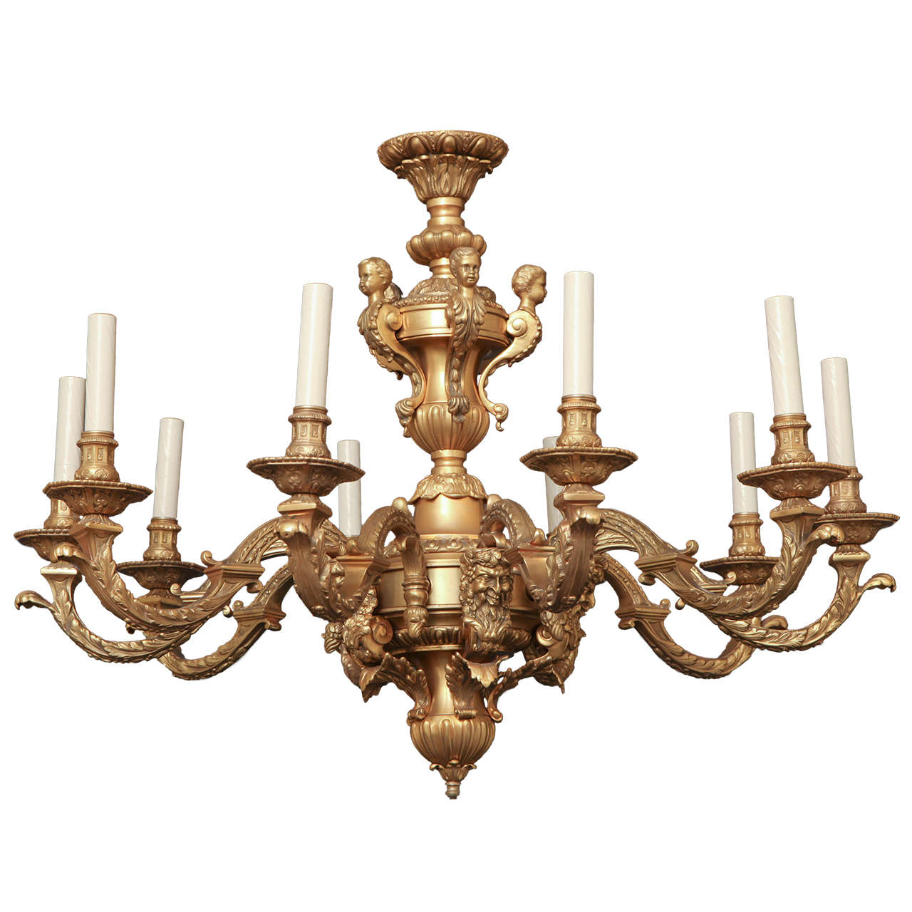 Gilt Bronze Regence Style, Ten-Light Chandelier by E.F. Caldwell For Sale