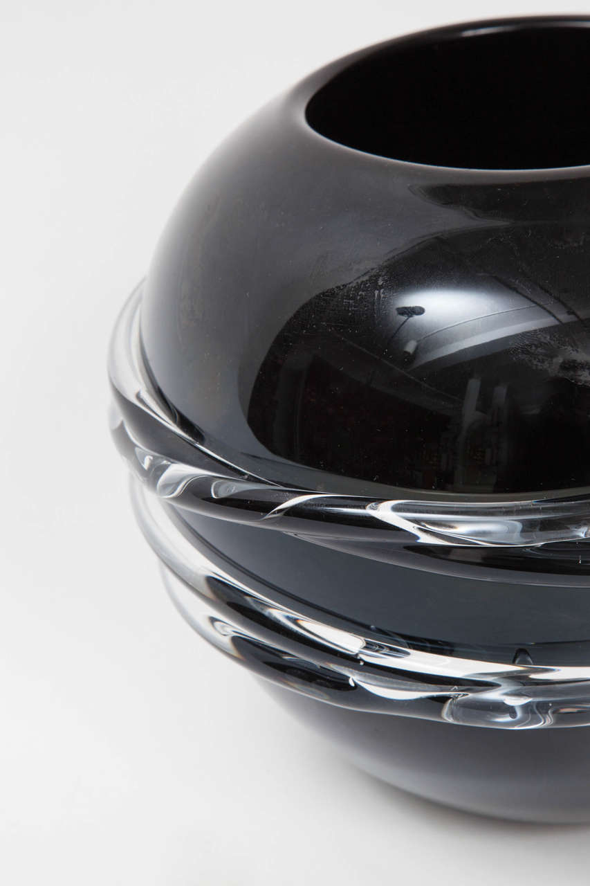 Mid-Century Modern Italian Black Glass Vase