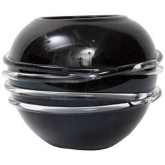 Italian Black Glass Vase