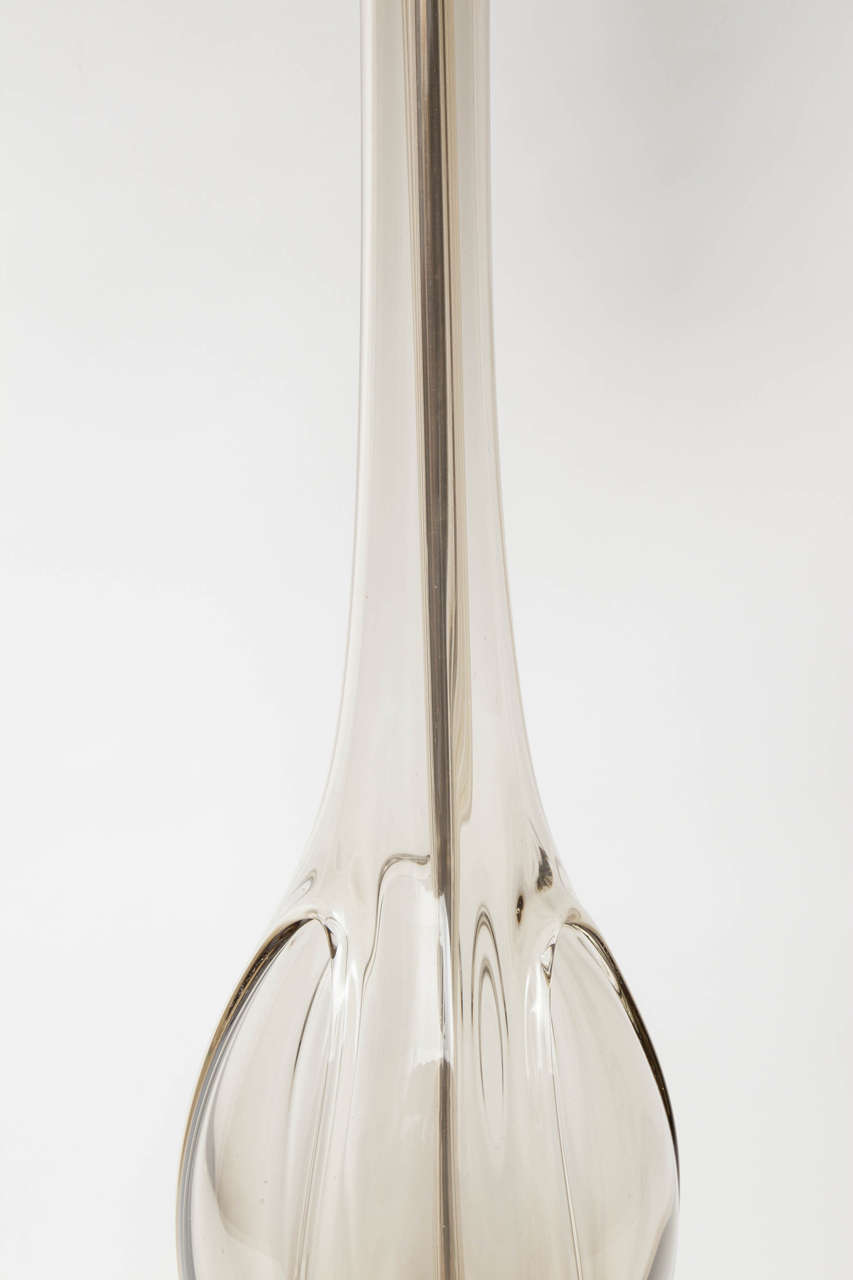 Italian Pair of Smoky Brown Murano Glass Lamps by Seguso