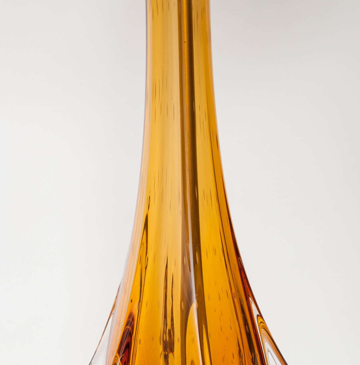 Italian Pair of Amber Murano Glass Lamps by Seguso