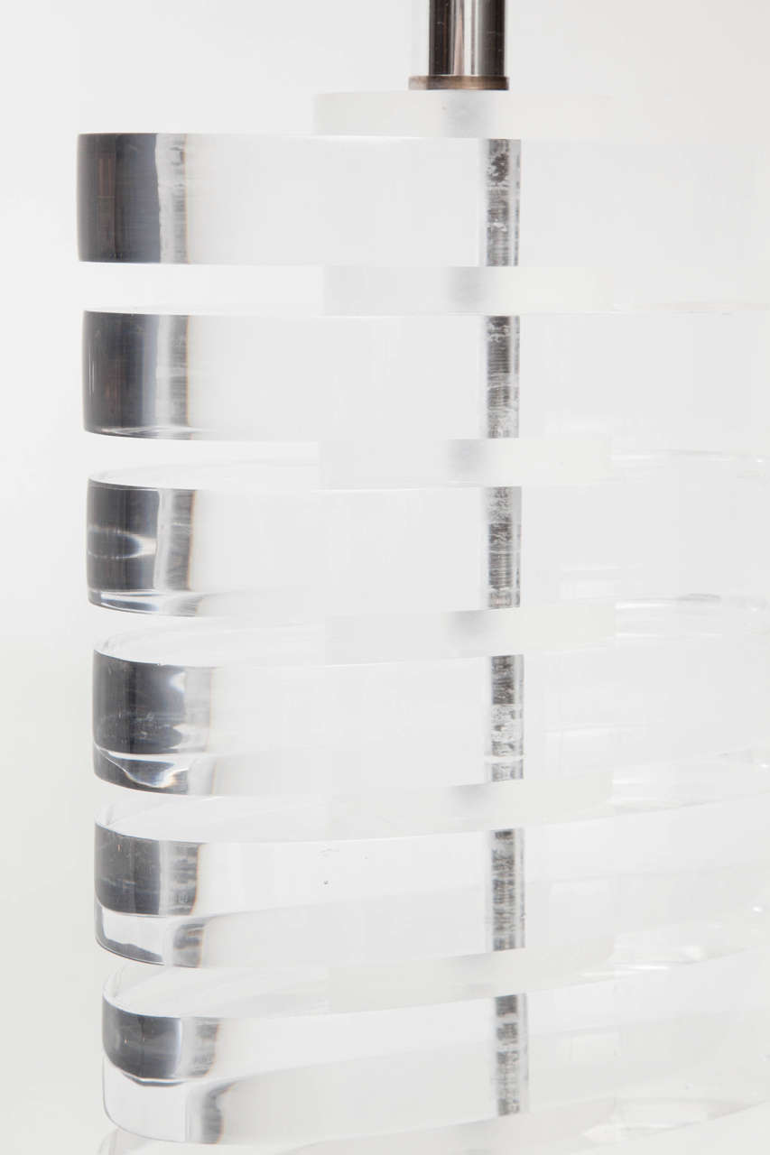 American Karl Springer style Oval Stacked Lucite Disc Lamps,