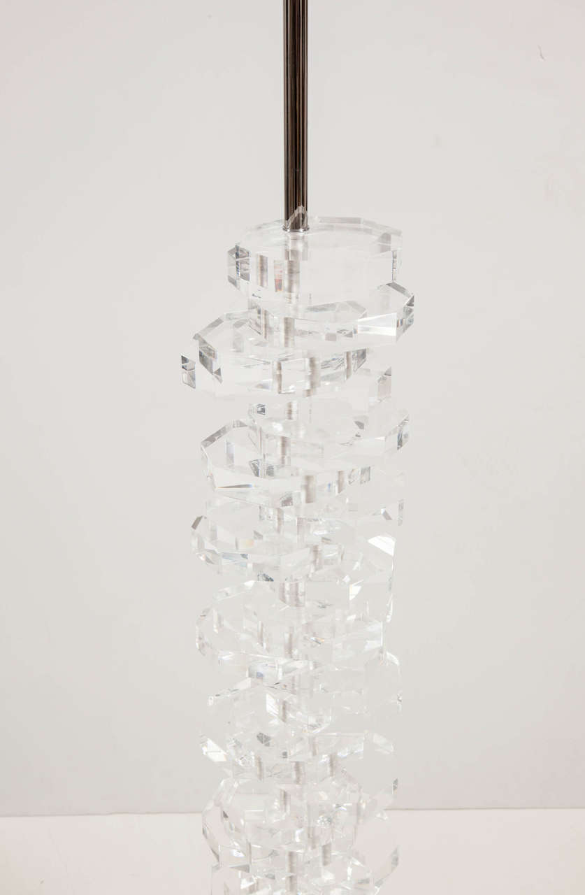 Modern Octagonal Lucite Disc Helix Floorlamp