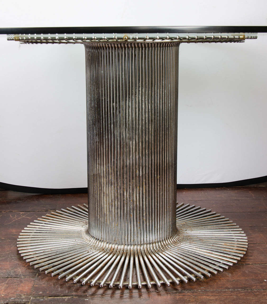 Mid-Century Modern Italian 1950s Chrome Metal Base Crystal Top Table