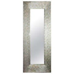 Italian 1970 Snake Effect Pressed Leather Frame Mirror 2