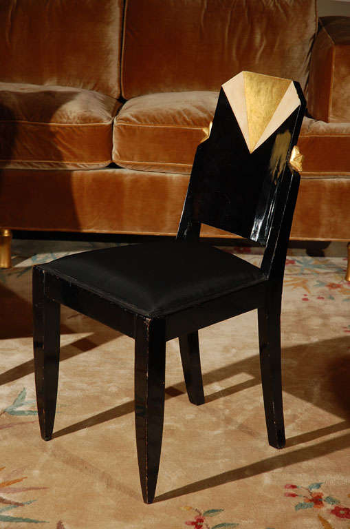 Pair of Art Deco Black Chairs at 1stdibs