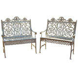 Antique Pair of Marked 19th-Century Garden Seats