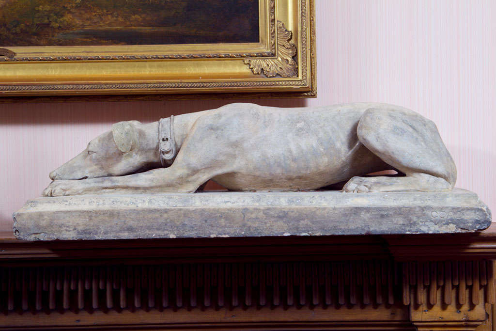 English Very Fine Early 19th-Century Coade Stone Hounds