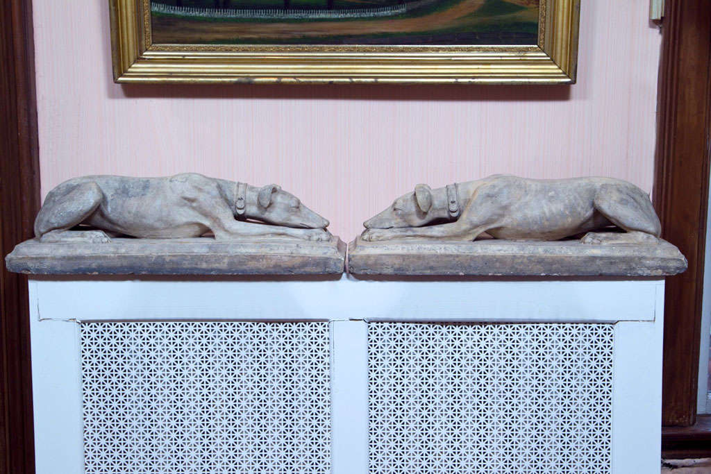 Very Fine Early 19th-Century Coade Stone Hounds 1