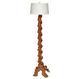 Unique Carved Wood Sculptural Floor Lamp