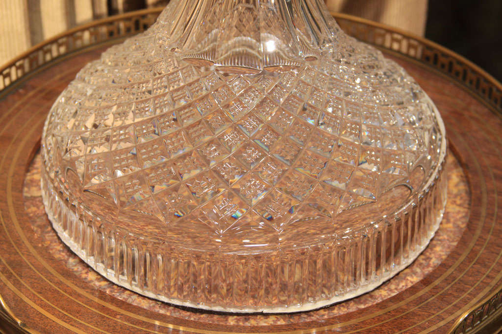 English Waterford Salmon motif leaded crystal vase