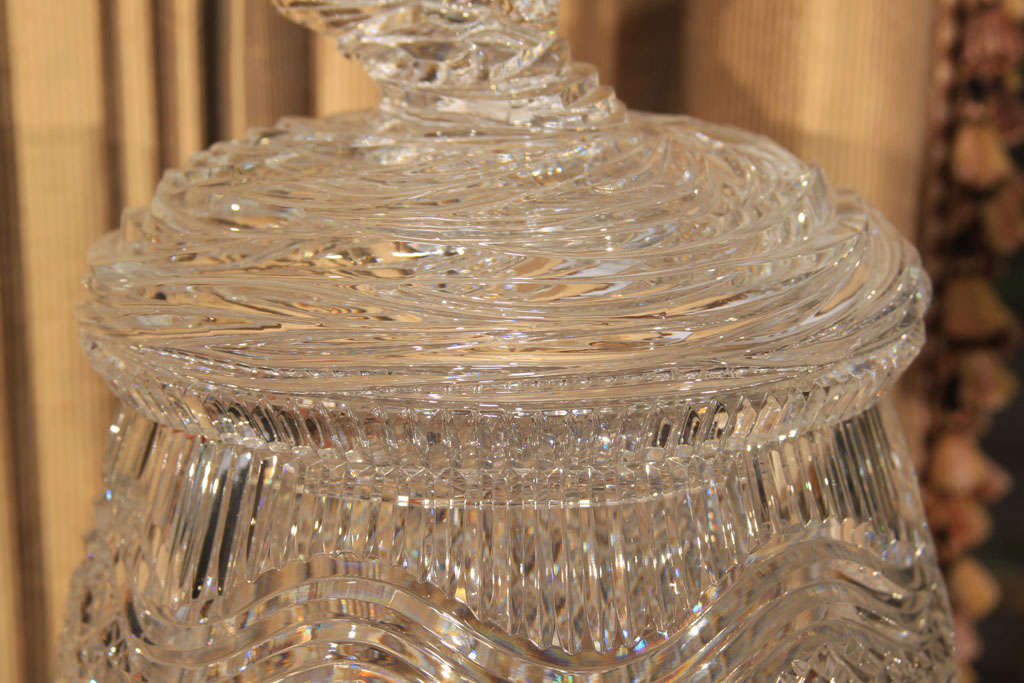 Waterford Salmon motif leaded crystal vase In Excellent Condition In Seattle, WA