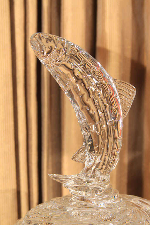 20th Century Waterford Salmon motif leaded crystal vase