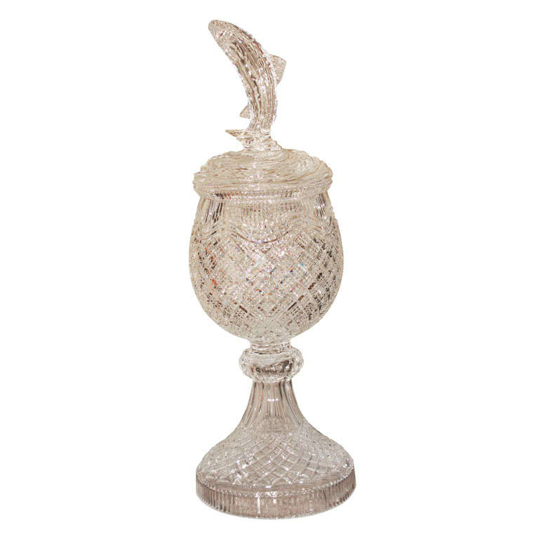 Waterford Salmon motif leaded crystal vase