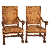 Pair of Flemish High-Back Armchairs