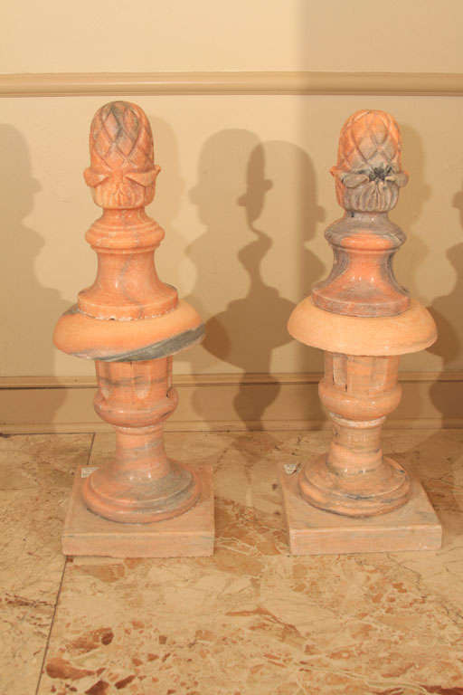 Pink and grey marble urns