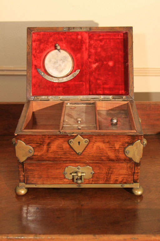 Mahogany travel box, with brass fittings and silver plate inserts.

OFFERED AT THIS 50% OFF PRICE FOR 2015 ONLY!