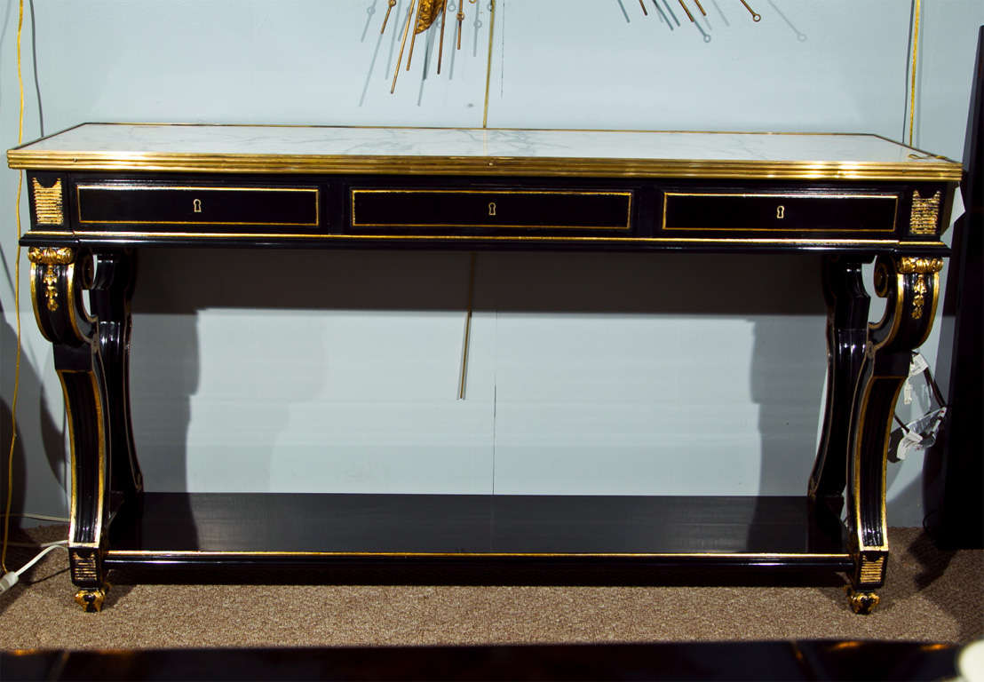 French Directoire Style Ebonized Console by Maison Jansen