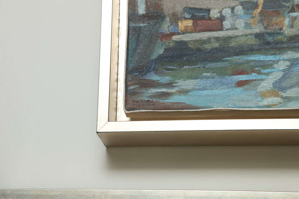 Hencer Molina Óleo sobre lienzo, Escenas portuarias de Buenos Aires siglo XX en venta