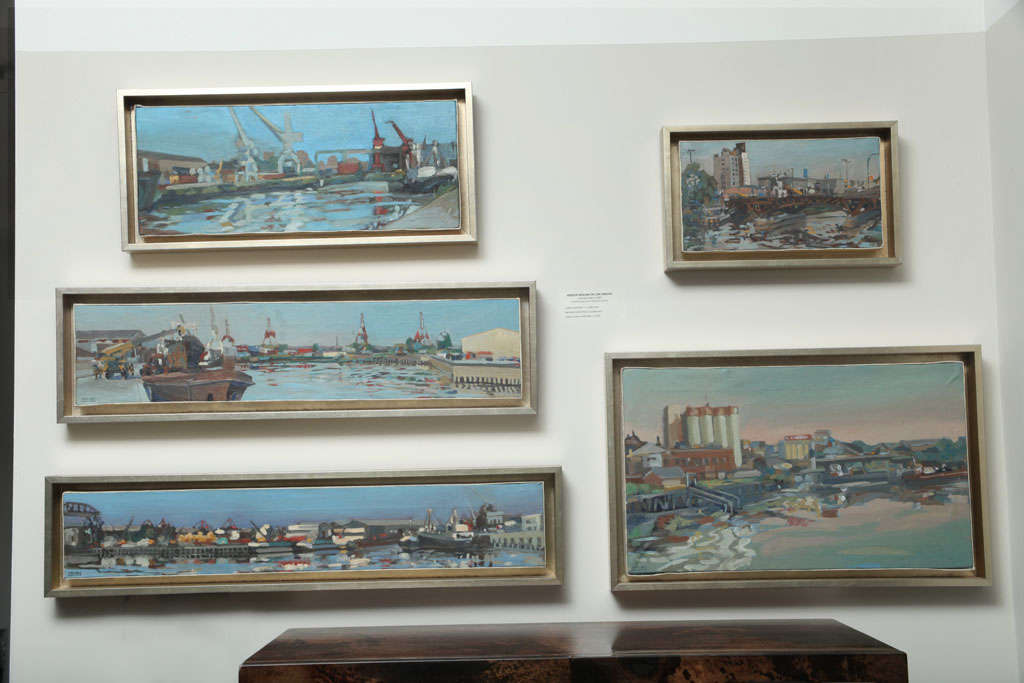 Hencer Molina Oil on Canvas, Port Scenes of Buenos Aires For Sale 1