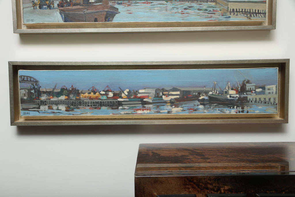 This soft tone painting of the Port of Buenos Aires by Colombian artist, Hencer Molina is a part of a series of 5 beautiful paintings (see detail images).

Hencer Molina is from Baranquilla, Colombia and arrived in Buenos Aires, Argentina at age