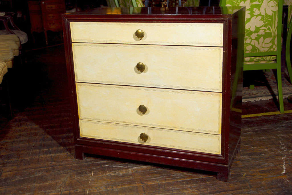 Pair Tommi Parzinger Four Drawer Chests