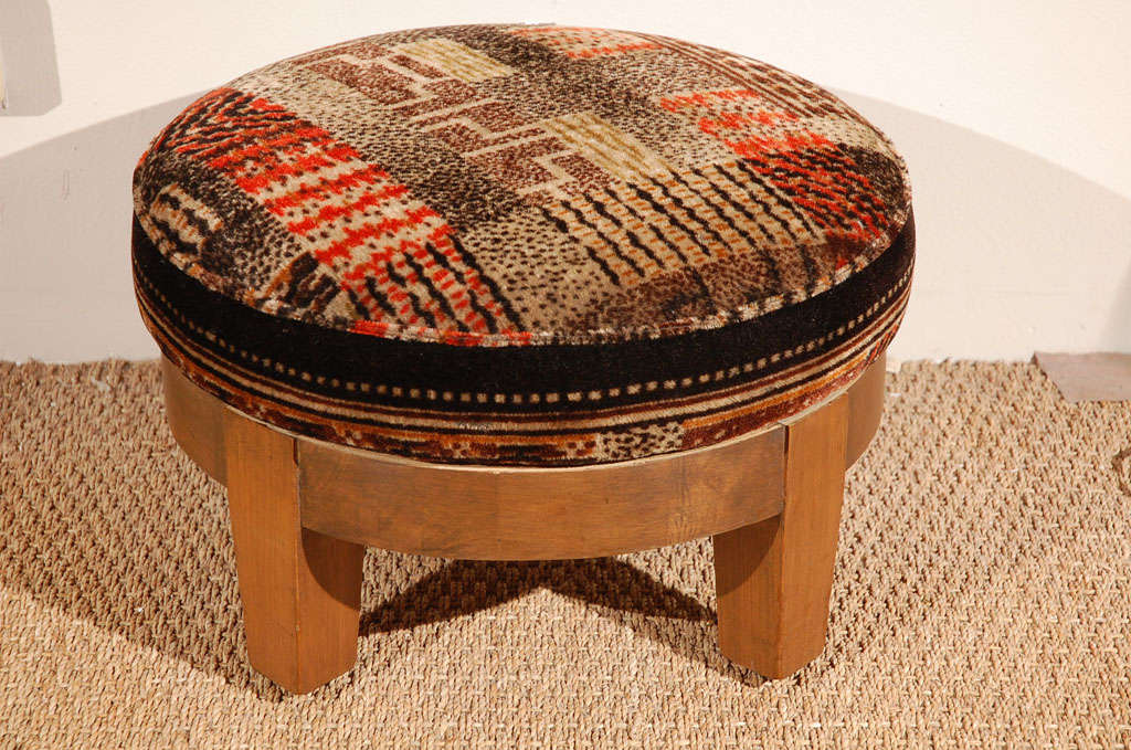 Pair Swiveling Stools with Art Deco Mohair. 1