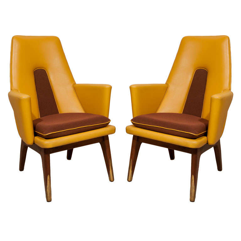Pair of modernist 60's armchairs by Boling Chair Co.